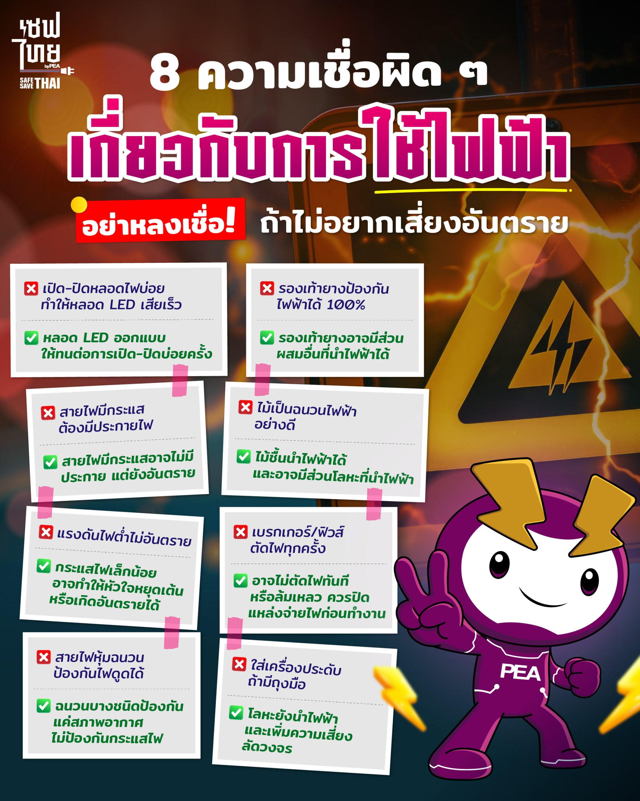 8 ความเชื่อผิด ๆ อันตรายจากไฟฟ้า