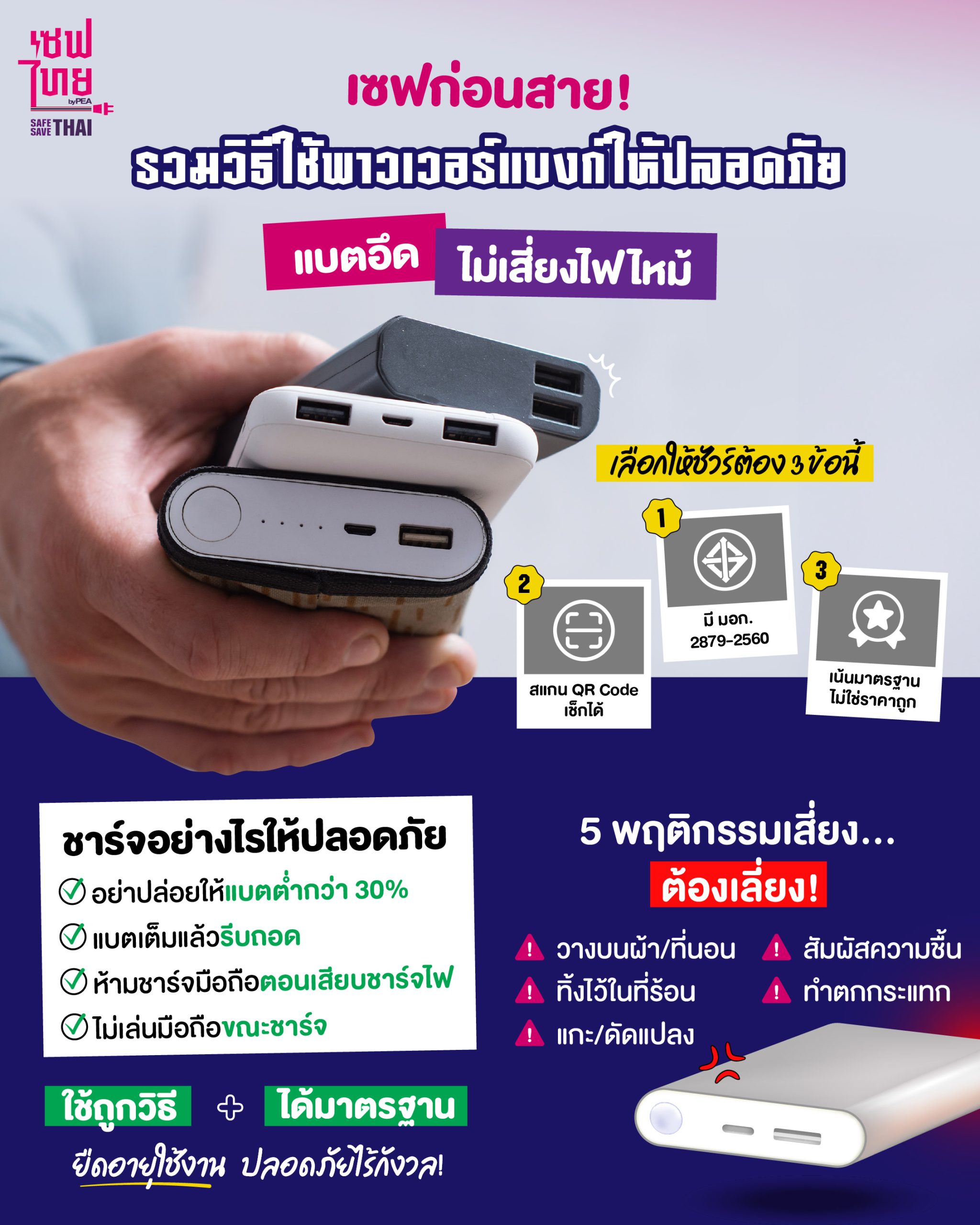วิธีใช้พาวเวอร์แบงก์ให้ปลอดภัย