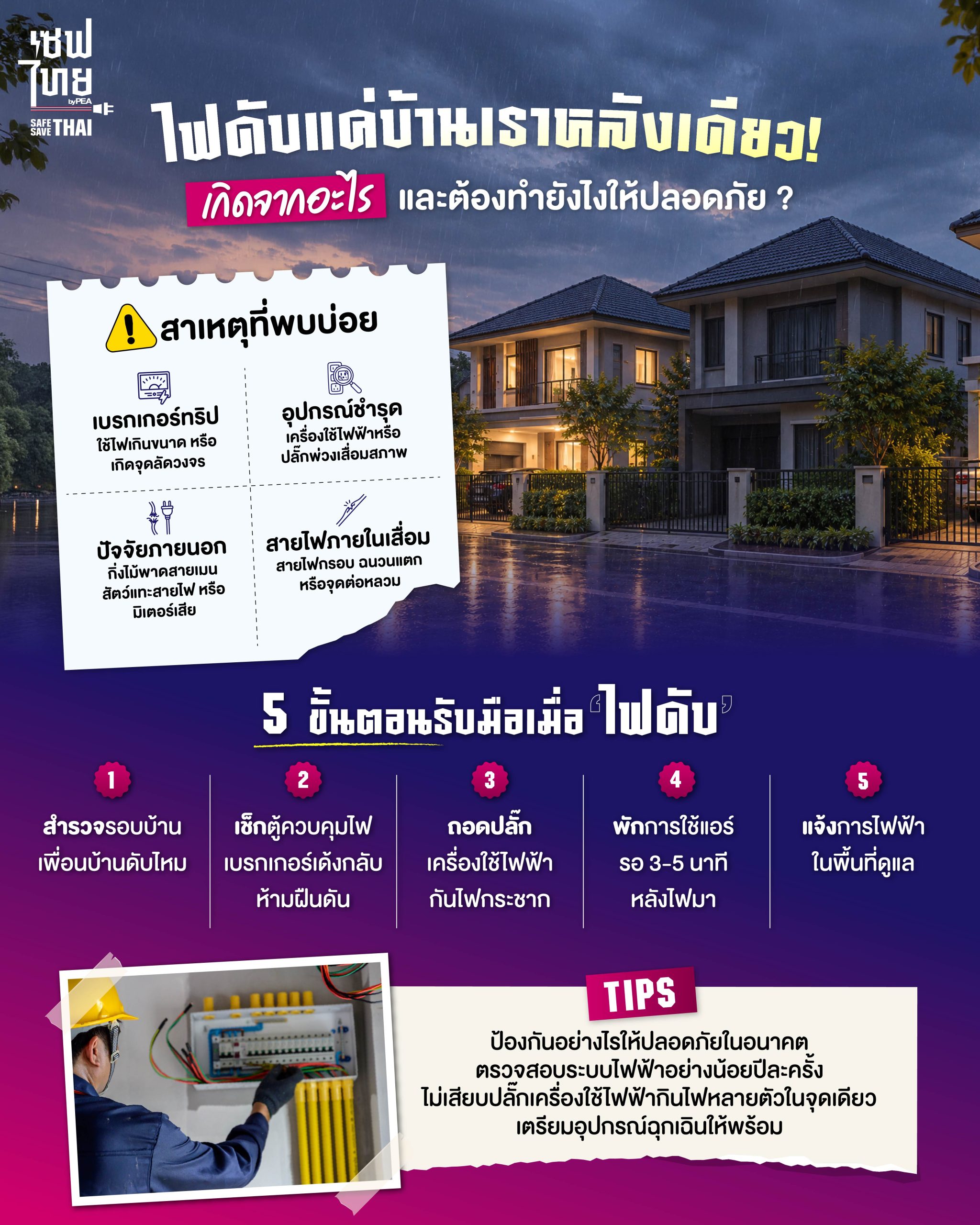 ทำอย่างไรดีเมื่อไฟบ้านดับหลังเดียว